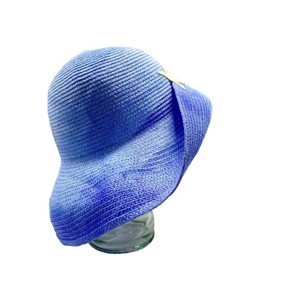 Custom Hand Tie-Dye Blue Moon Sun Hat OS main image 6